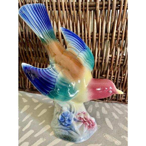 Royal Copley Windsor bird figurine swallow ceramic colorful 7.5" - Picture 1 of 9